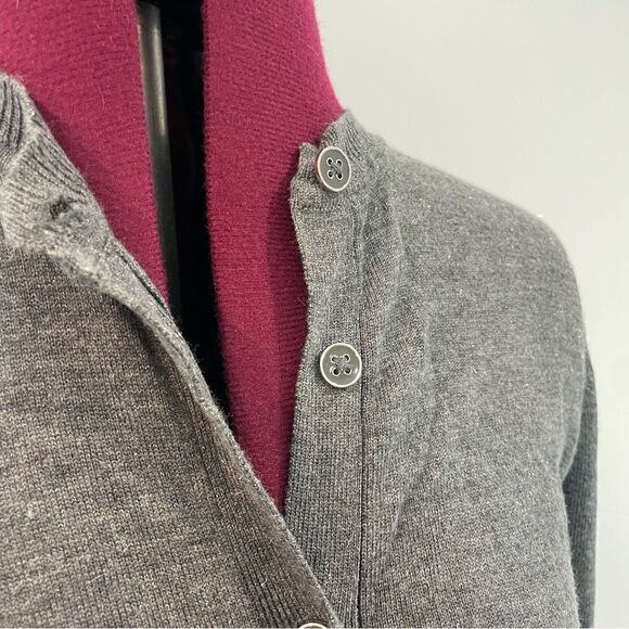 Nicole Miller Gray Button Up Cardigan with Lurex Silver Threads - Picture 7 of 12
